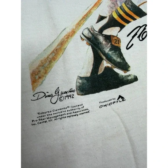 Vintage Single Stitch 90s Roberto Clemente MLB T Shirt size Medium‎ - Picture 4 of 9